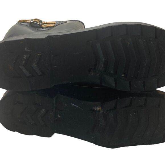 Chooka Top Solid Black Wm’s Sz 9 Double Buckle 13” Tall Slip On Rain Boots - Picture 5 of 6